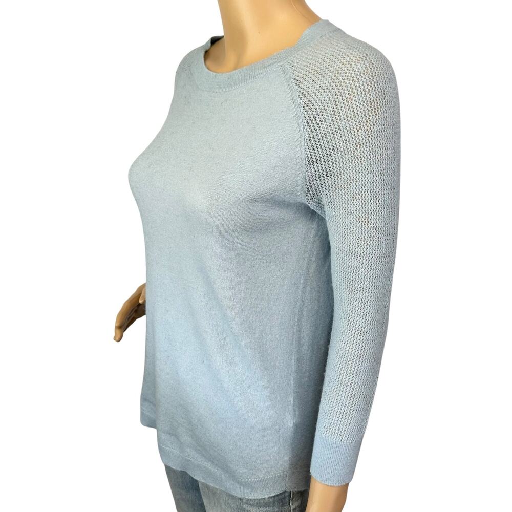 J. Crew Merino Wool Mesh Sleeve Sweater Dusty Sky Blue B9210 Size S - Picture 5 of 11